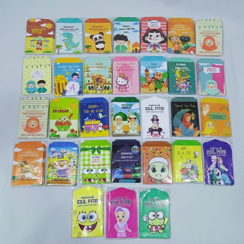 

AMPLOP LEBARAN MOTIF KARTUN KARAKTER LUCU ISI 10 LEMBAR / ANGPAO LEBARAN