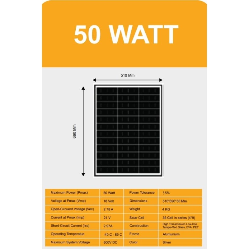 Solar Panel 50WP Polycrystalline HIMAWARI