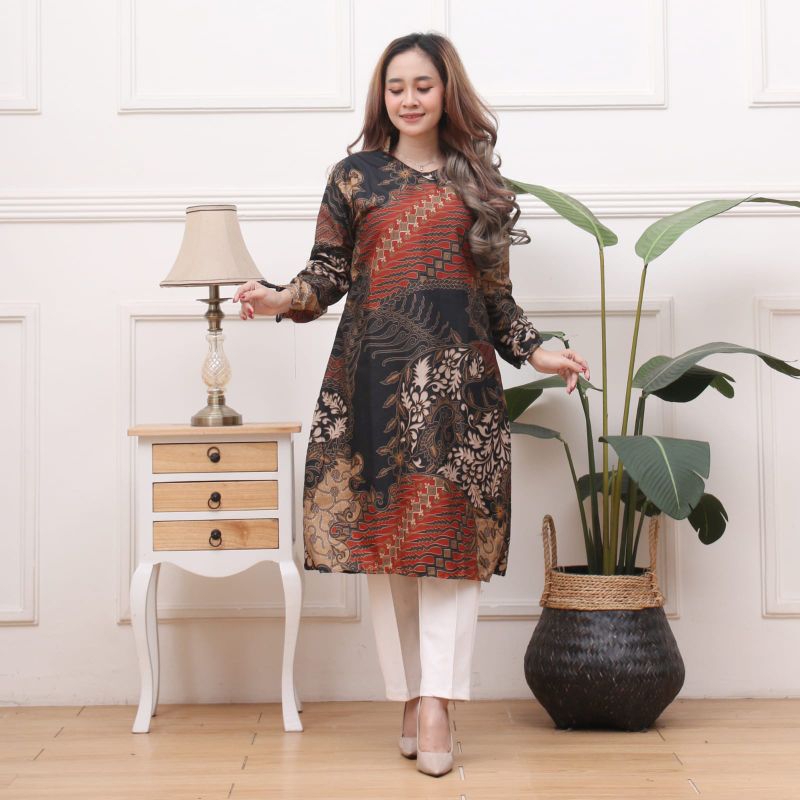 TUNIK BATIK WANITA LENGAN PANJANG BUSUI || TUNIK KERJA KANTOR