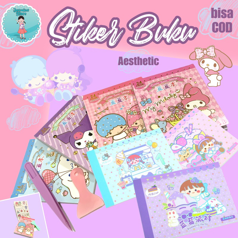 Stiker Buku Aesthetic Momo/Stiker Buku 50 lembar/Stiker Buku Momo/Aesthetic Memo Peel Sticker/Sticker Aesthetic Dekorasi/Stiker Buku spiral diy craft/imut fancy elegan atk stiker imut/Buku Stiker Estetik