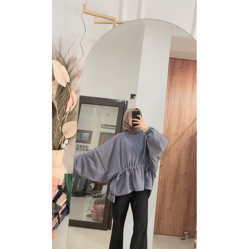 Sweater Blouse Oversize Serut XXXL Sweater Oversize wanita