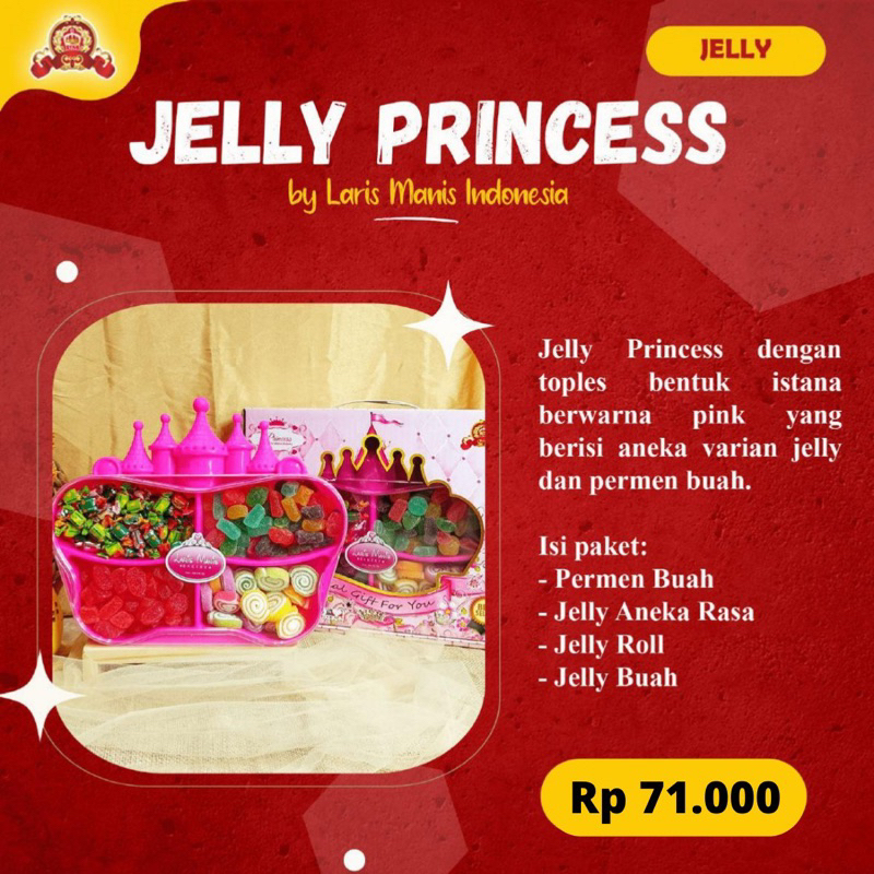 

JELLY PRINCESS PAKET PERMEN | COKELAT | KACANG | KUE KERING LEBARAN BEKASI