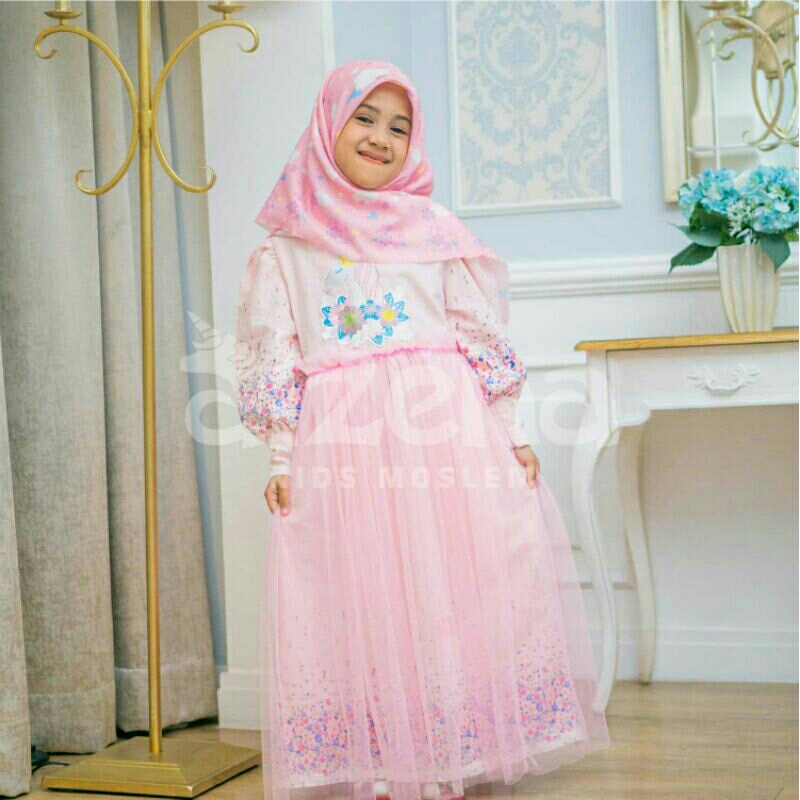HEIA STYLE | Baju Muslim anak daily Dress Kwin Uniqorn Alzena Kids Moslem