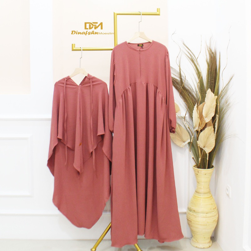 SATU SET DFM - Set Bergo Syar’i Dress Gamis Wanita