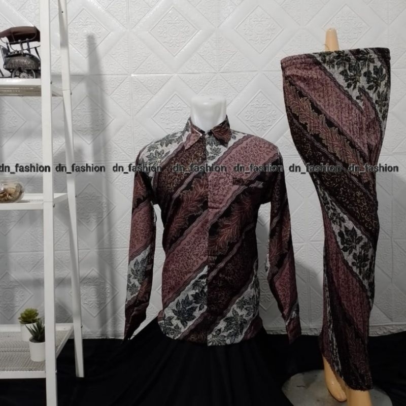 BATIK COUPLE/KEMEJA BATIK COUPLE/BATIK COUPLE LENGAN PANJANG/KEMEJA BATIK/ROK PLISKET BATIK/ROK BATIK/BATIK TERLARIS/TERLARIS