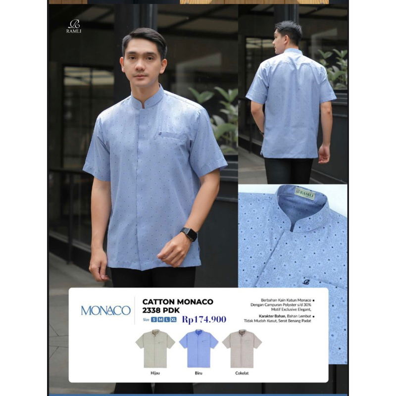 baju koko pria lengan pendek ramli monaco series