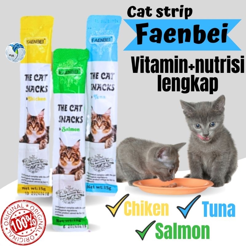 snack Hewan Peliharaan Camilan Kucing Cat strip 15g/strip kucing kecil dan kucing Besar shaestore15