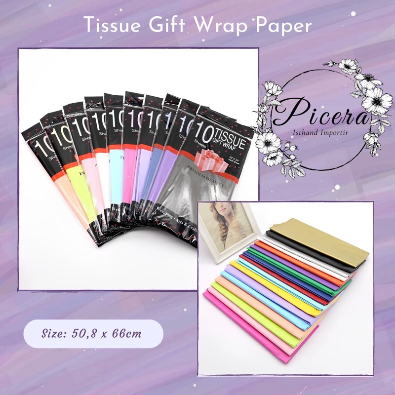 

[1 PACK ISI 10PCS] Kertas Tissue Bunga Polos Premium Quality Wrapping Paper Flower Tisu Minyak