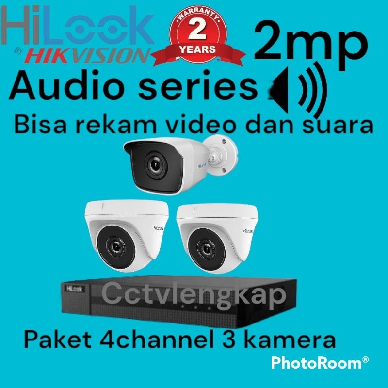 PAKET CCTV HILOOK 4CHANNEL 3 KAMERA 2MP AUDIO SERIES TURBO HD SUARA