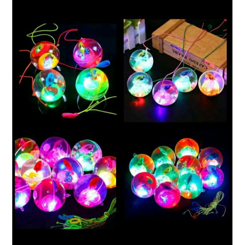 bola bekel LED bola karet air super glitter water ball mainan anak