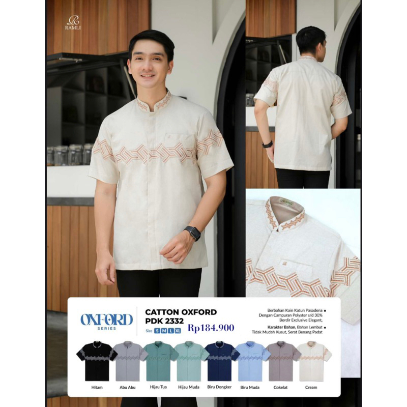 baju koko pria lengan pendek ramli oxford series
