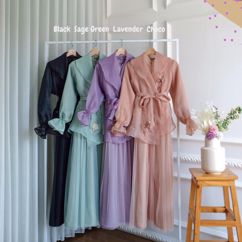 Hasya Organza Dress Ld 115/Dress Organza Sage/Dress Kondangan/Dress Seragaman Organza/Dress Lamaran/Dress Prewedding