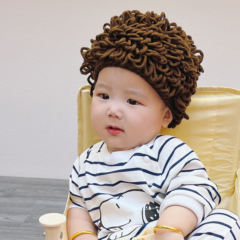 NEW Topi kerpus wol / kupluk bayi motif wig keriting