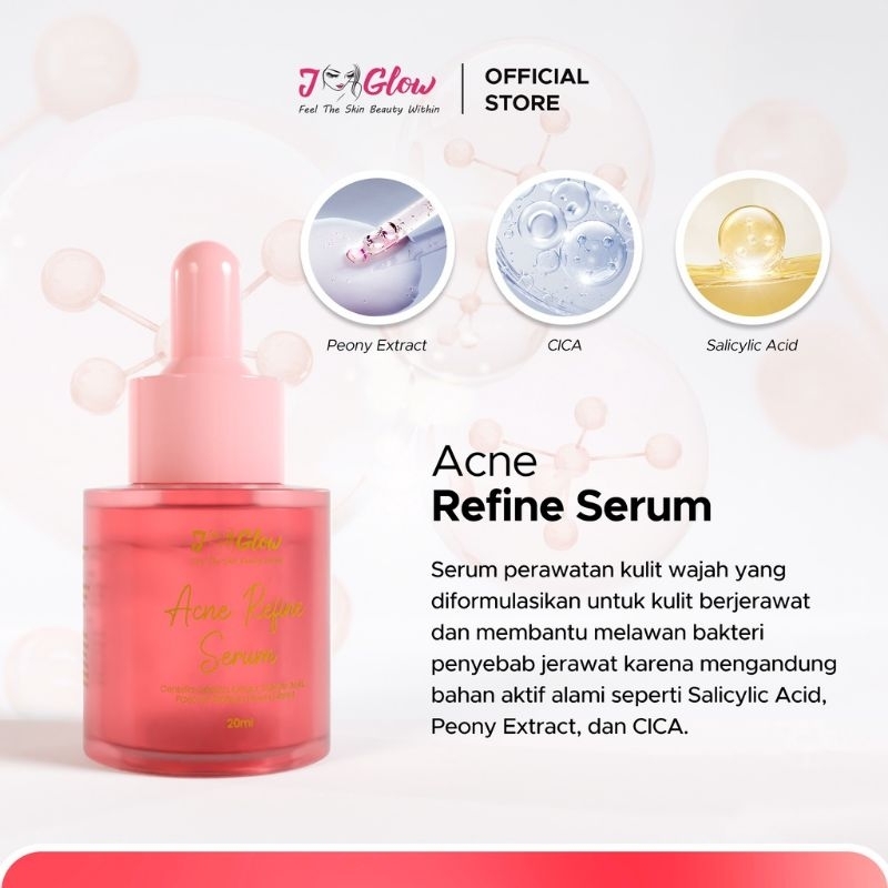 Jglow Skincare Acne Refine Serum 20ml Serum Jerawat Beruntusan Berminyak Ampuh Bpom Original