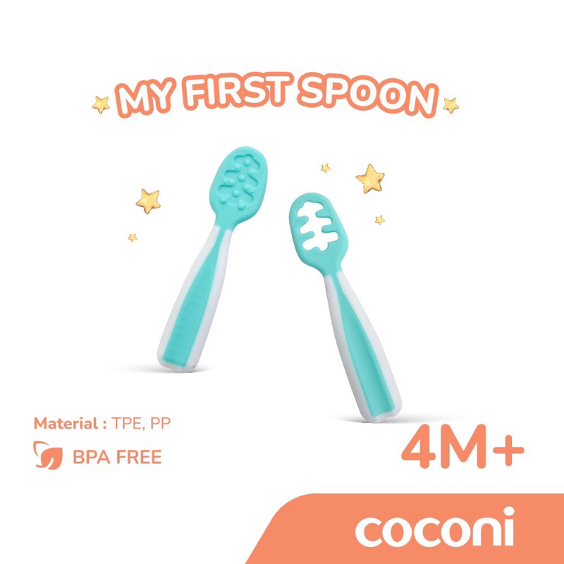 Coconi My First Pre Spoon 2pcs Sendok Makan Bayi 2pc 4m+ Sendok Belajar Bayi Sendok MPASI