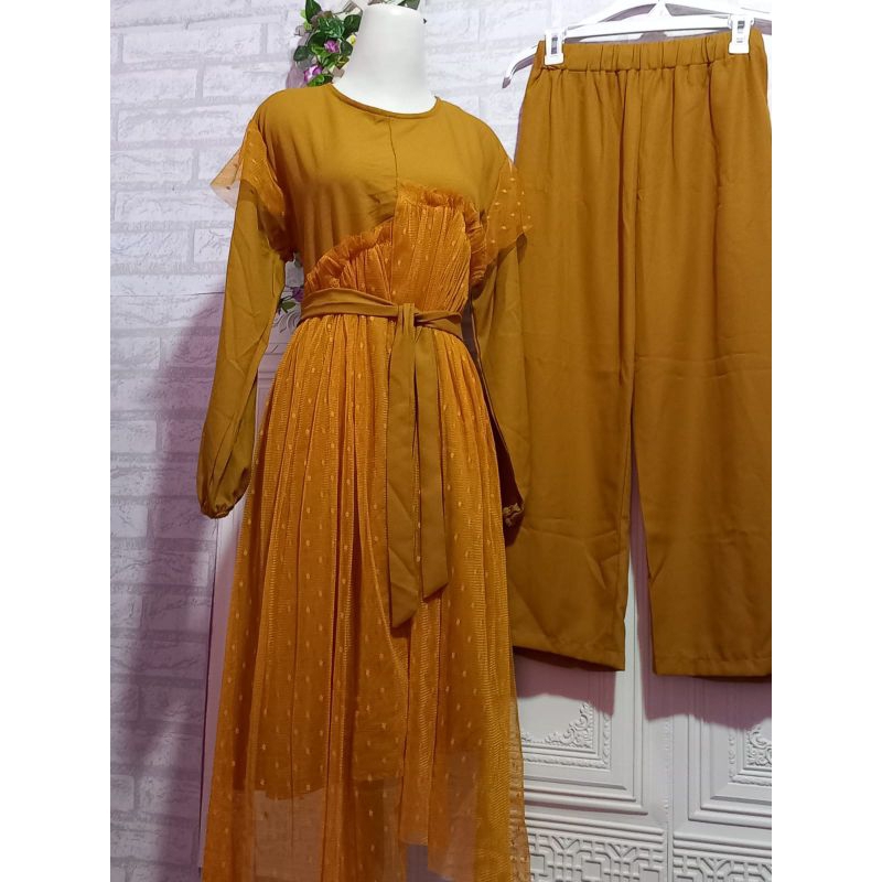 tunik ala korea. tunik korean style. tunik motif bunga ceruti.