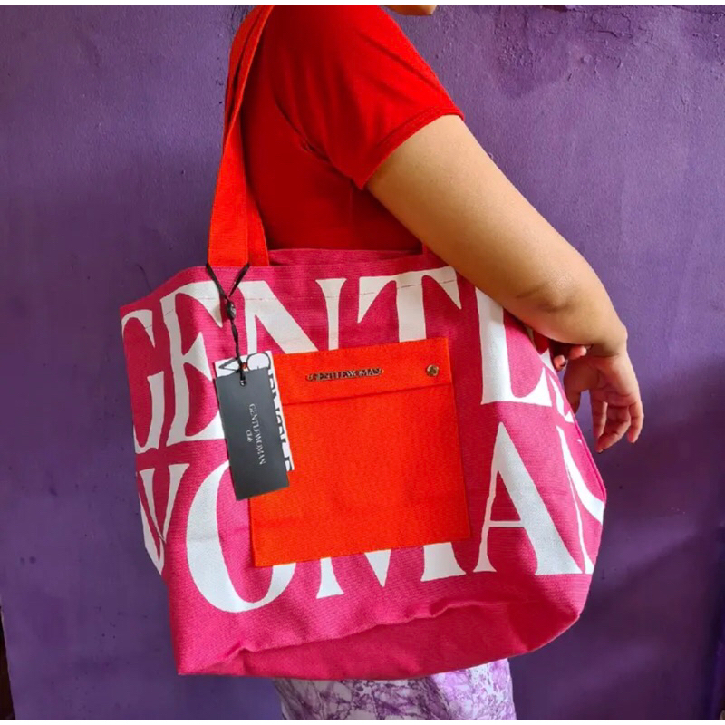 Gentle Woman Painted Wall Tote Bag Pink Original