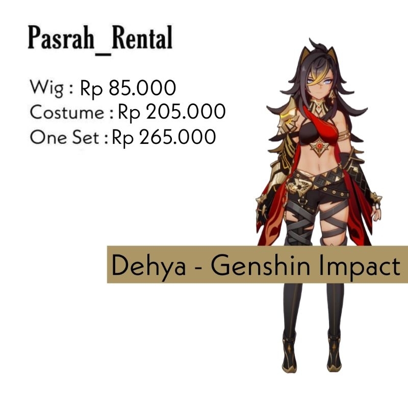 SEWA RENTAL KOSTUM / COSPLAY DEHYA GENSHIN IMPACT