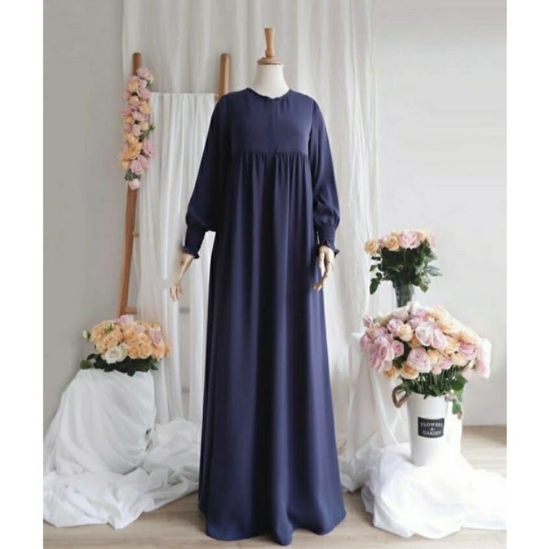 Auroraclo amara dress dark denim preloved/gamis fursan silk/abaya fursan