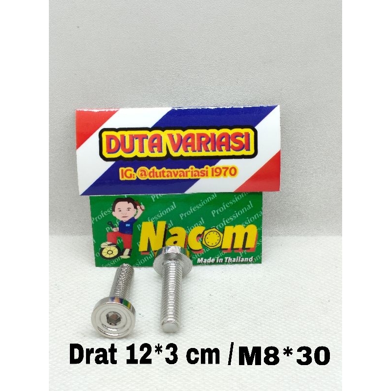 NACOM DV BAUT STANLESS MODEL SPIRAL DRAT 12*3 CM ( M8*30 )