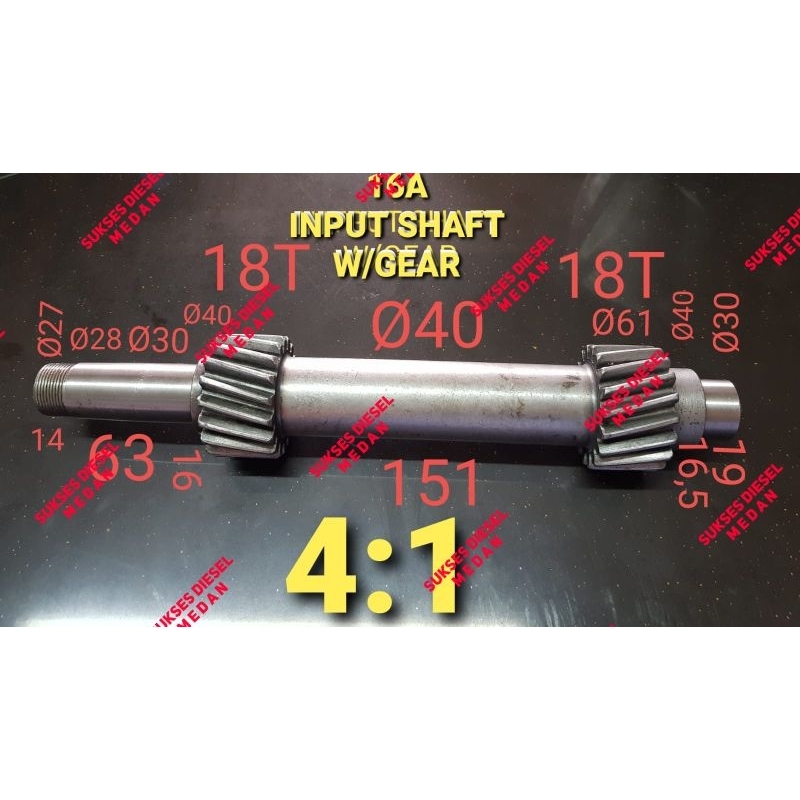 GB16A Input Shaft With Gear Mesin Gearbox Kapal Marine 16A