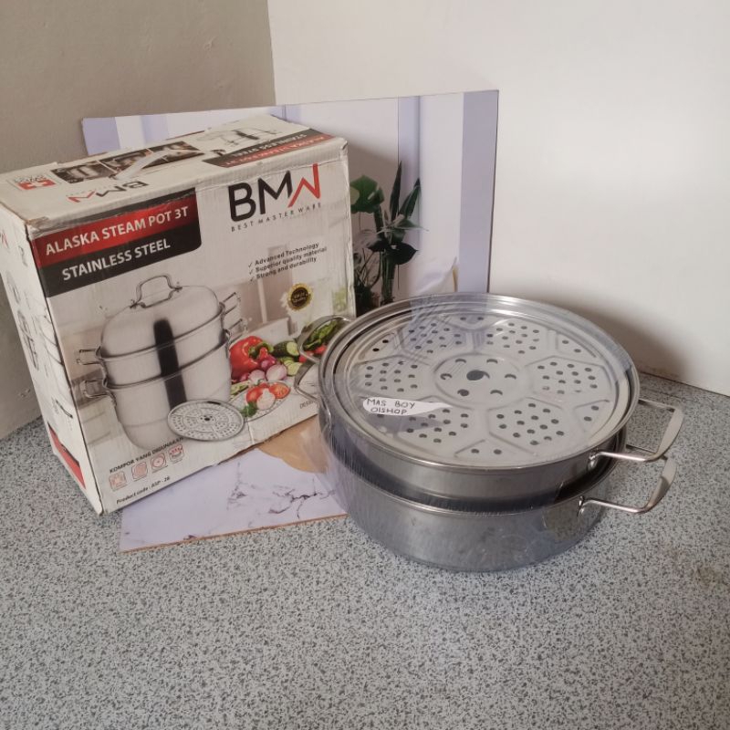 Panci Steamer 3 Tingkat Stainless Stell BMW / Panci Kukus Susun 3