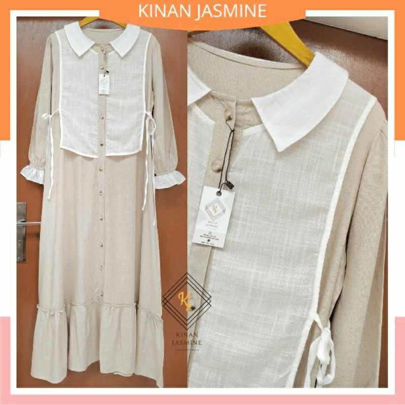 GAMIS KATUN LINEN VERSACE Baju Atasan Anshara Casual  Dress Lux Series Original Kinan Jasmine Premiu