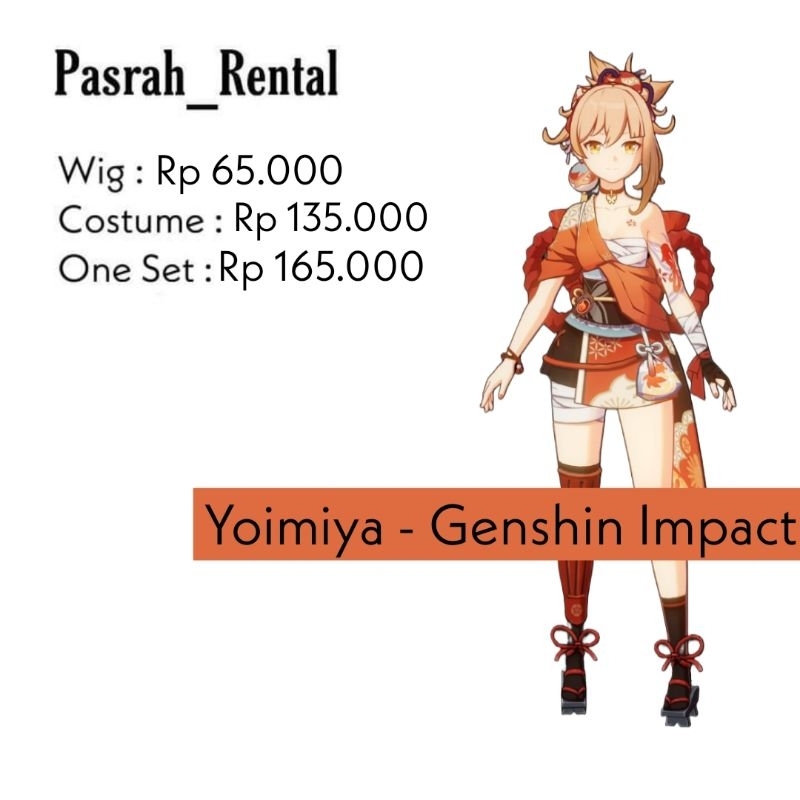 SEWA RENTAL KOSTUM / COSPLAY YOIMIYA GENSHIN IMPACT