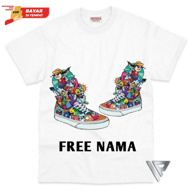 BAJU ANAK KAOS ANAK Unisex Terbaru Gambar Doodle Art Sepatu BAHAN PREMIUM