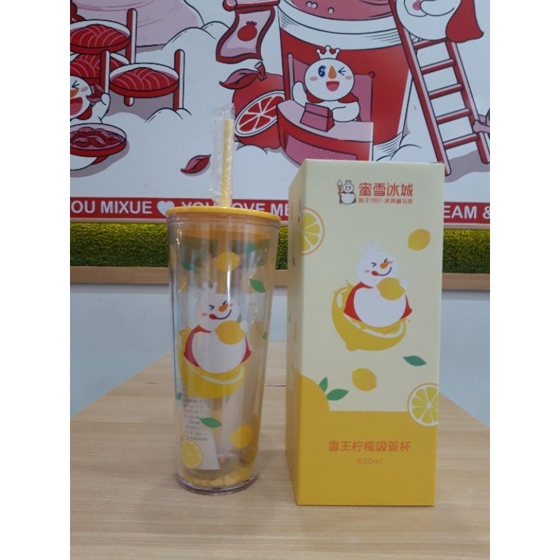 TUMBLER/BOTTLE MIXUE KUNING LEMON 100% ORIGINAL (SNOW KING LEMON STRAW CUP 800ML)