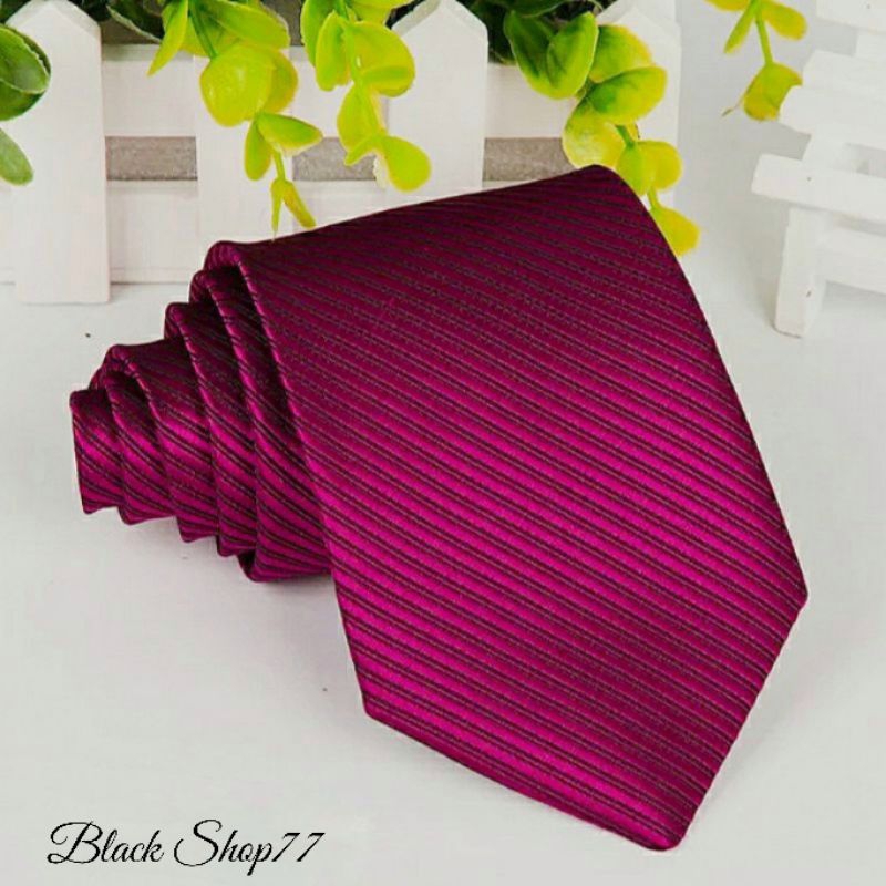 Dasi Pria Panjang Dasi Motif Salur Pink Magenta 3 Inchi 8 Cm