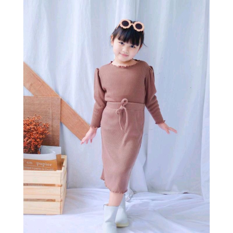 Rok Span Anak Perempuan Knit Rib Usia 1-6 Tahun | Bawahan Rok Span Anak Bahan Rib Knit Halus