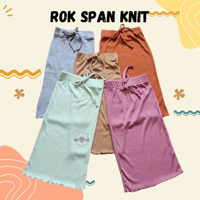 Rok Span Anak Perempuan Knit Rib Usia 1-6 Tahun | Bawahan Rok Span Anak Bahan Rib Knit Halus