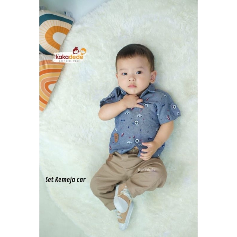 Ready ‼️ Set Kemeja Anak Motif Car by Kakadede bisa COD