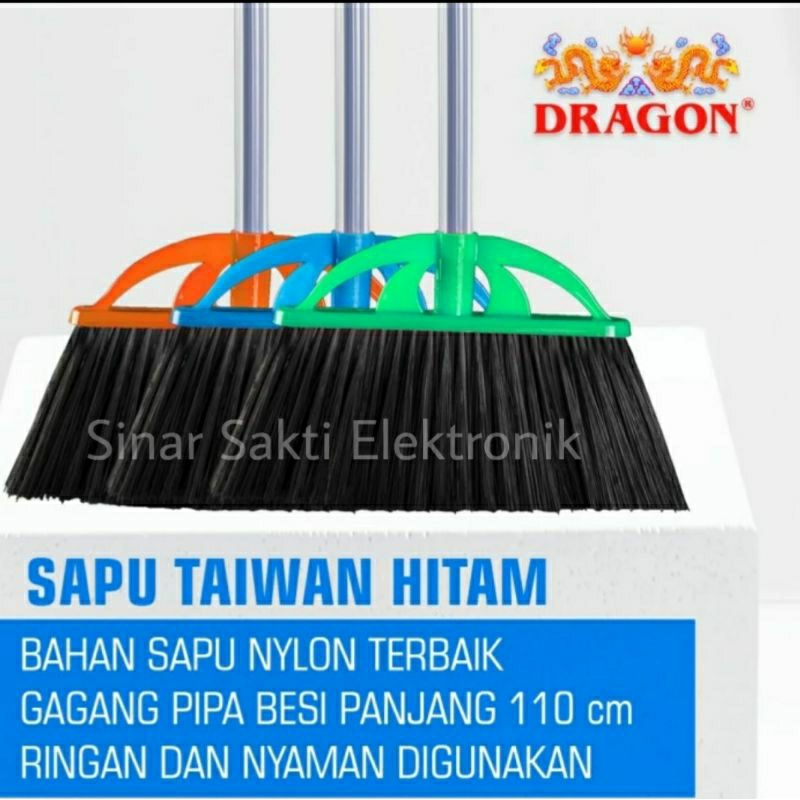 Sapu Lantai Plastik Taiwan Nilon Murah Awet Nylon Dragon Hitam Kipas