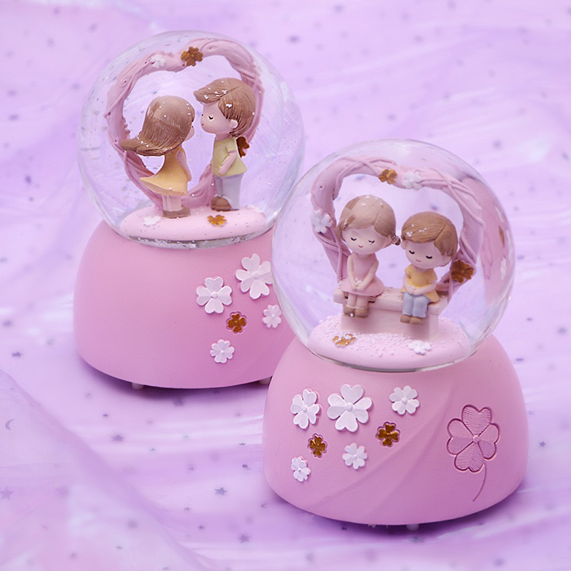 bola kristal salju lampu snowball unicorn bear papapig dolphin  kado