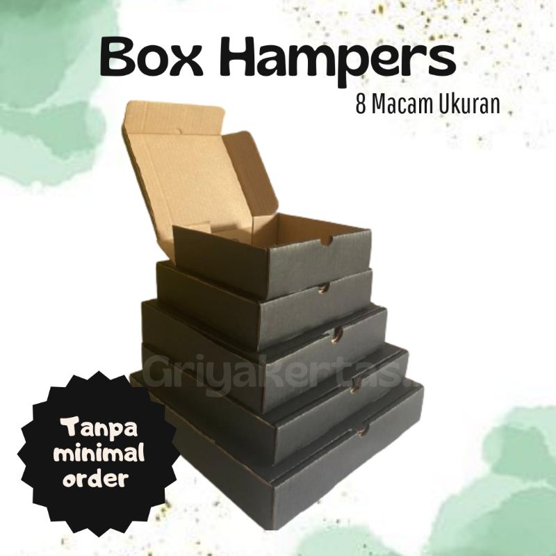 Box Hampers Hitam / Box  Kardus e-flute hitam putih / Box Pizza / Kardus Hampers Die Cut / Kardus Pi