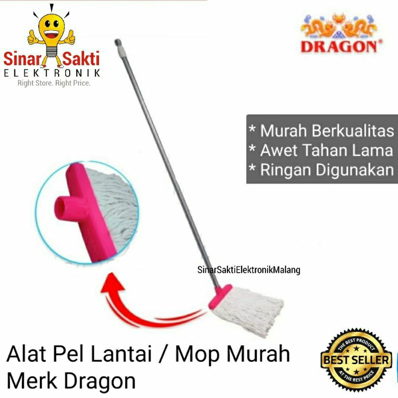 Alat Pel Lantai Dragon Floor Mop Besar Murah Awet Ringan Katun Obor