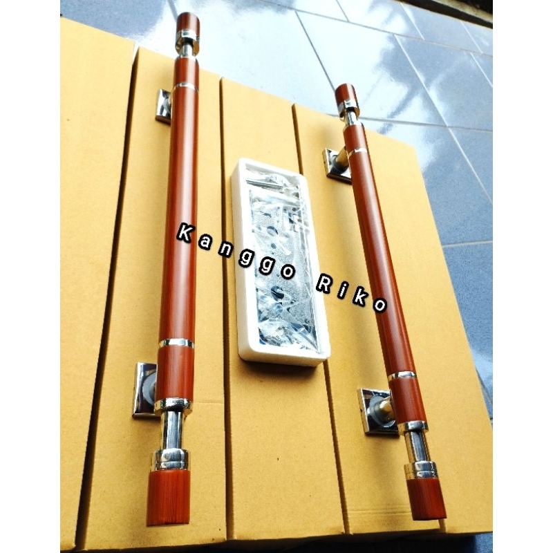 Gagang pintu rumah stainless 60cm 80cm set kunci handle pintu rumah stainless