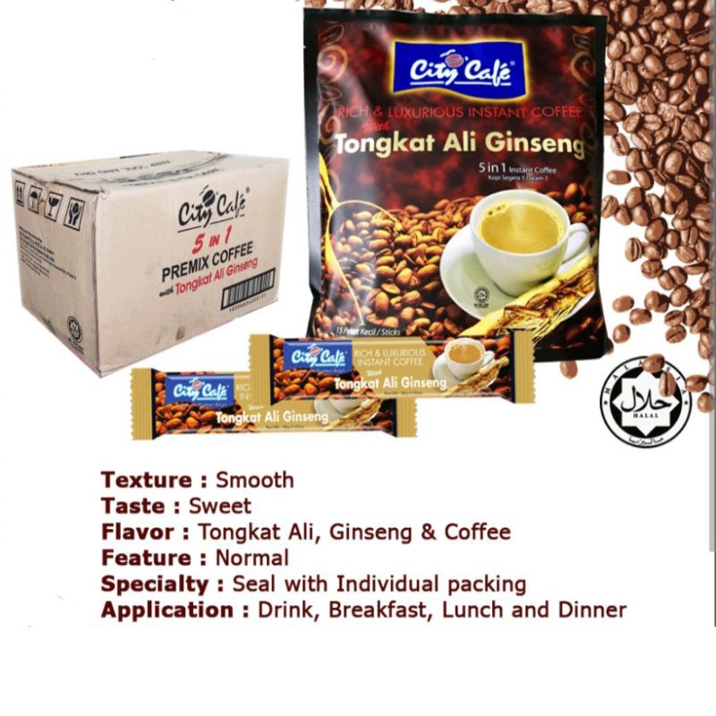 

Coffee City Cafe Tongkat Ali Ginseng Kopi Tongkat Ali Ginseng 5 in 1