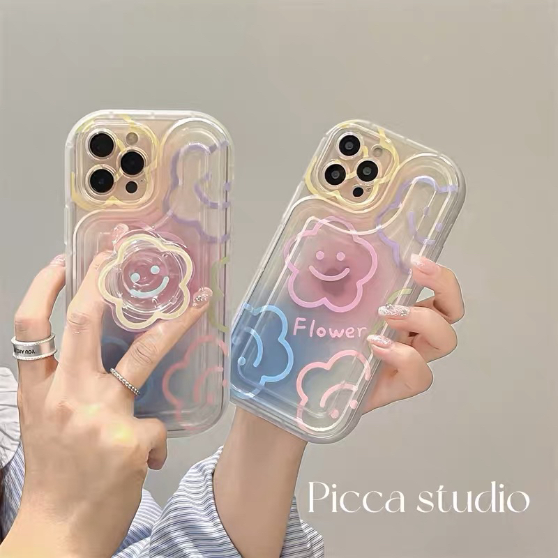 Flower Gradation Softcase Casing Case HP Lucu iphone XS XS Max XR 11 Pro Max 12 Pro Max 13 Pro Max 14 Pro Max