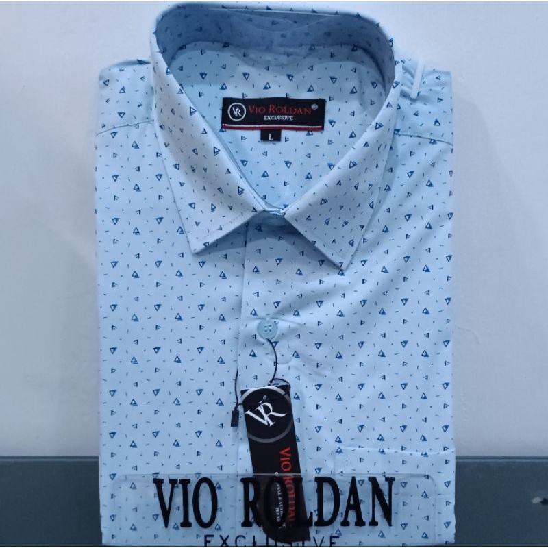 Kemeja Motif Vio Roldan Formal Pria Lengan Panjang Kemeja Kerja Kemeja Katun Kemeja Moderen Kemeja Pria