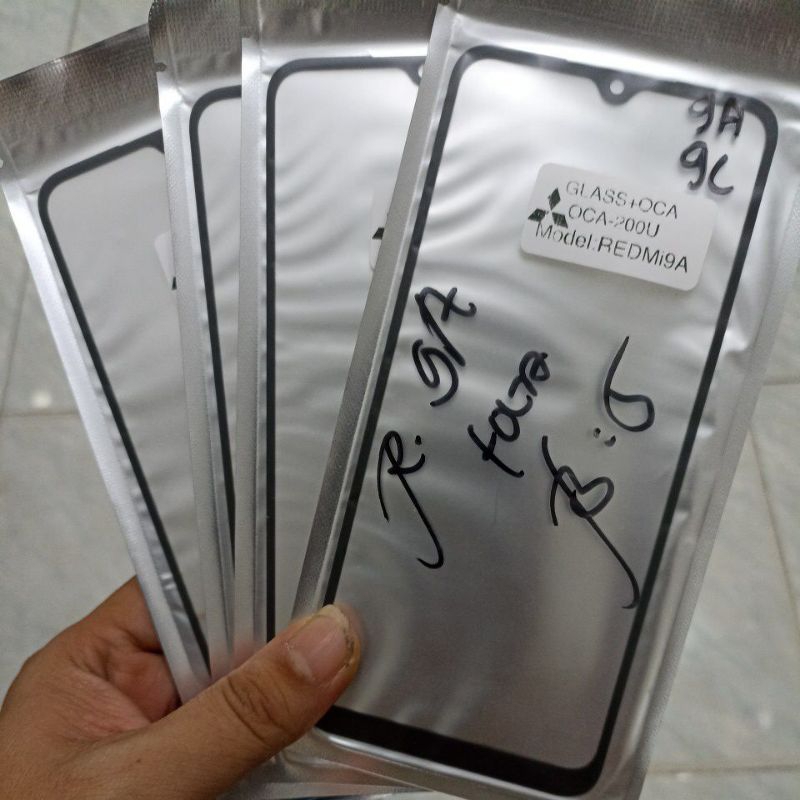 Glass kaca touchscreen Redmi 9A / 9C +Lem OCA Kaca touchscreen Redmi 9A Redmi 9C