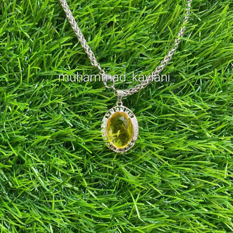 kalung liontin batu akik yellow citrine (S)
