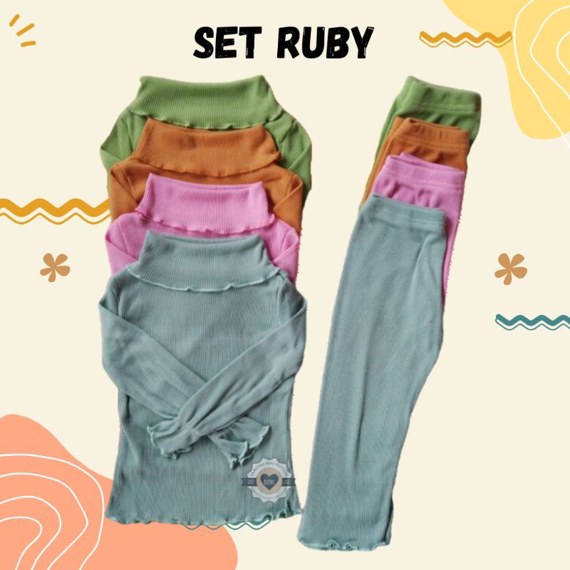 Baju Setelan Anak Perempuan RUBY LENGAN PANJANG Ruffle Knit Tee | Baju Oneset Anak Perempuan Lengan Panjang Bahan Rib Knit Halus Dan Lembut | Baju Setelan Anak Perempuan