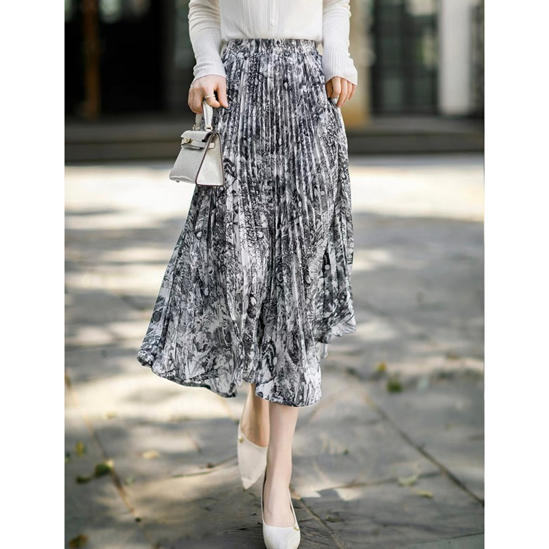 Cherry_ pleated skirt coral marble | rok plisket terbaru hyget premium | rok panjang wanita