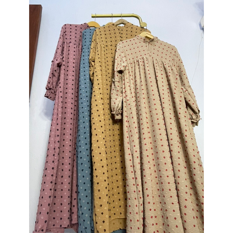 ANISA DRESS GAMIS POMPOM CRINKLE URAGIRI PREMIUM/GAMIS CRINKLE TWO TONE