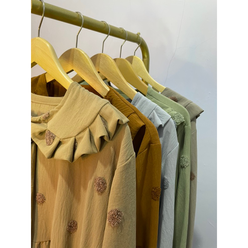 [TERLARIS] POPPY MIDI DRESS/MIDI DRESS CRINKLE POMPOM/ GAMIS POMPOM MURAH TERMURAH/DRESS KRINGKEL/GA