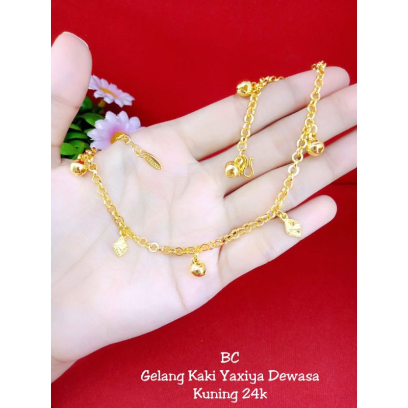 G15 gelang kaki segi lapis emas 24k