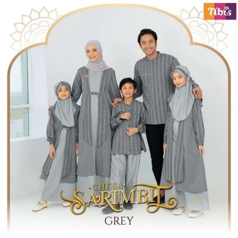 BAJU GAMIS DRESS WANITA MUSLIM TERBARU NIBRAS SARIMBIT LEBARAN 2023 CHESA GREY [COD]